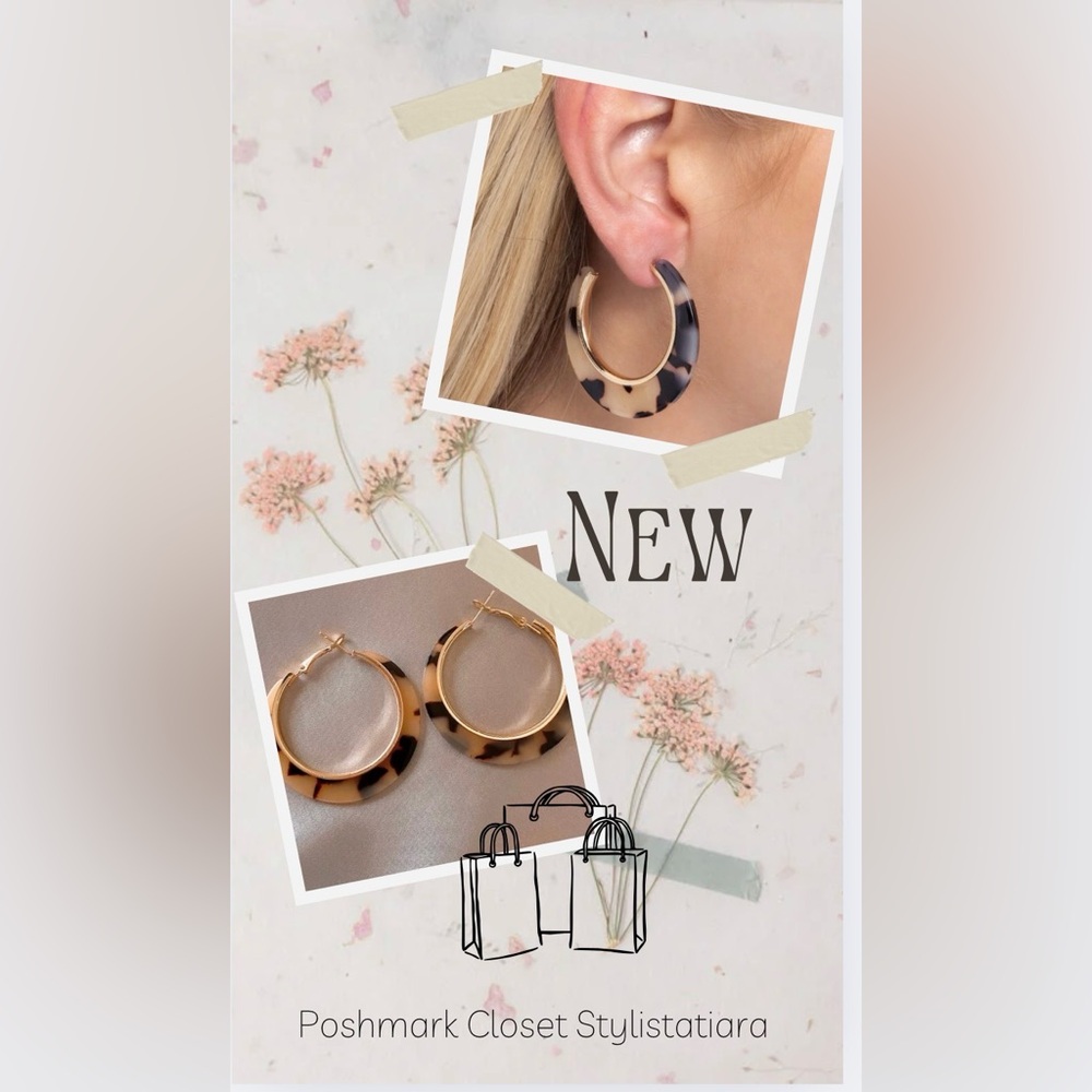 Tortoise Shell Hoop Earrings - Picture 10 of 14